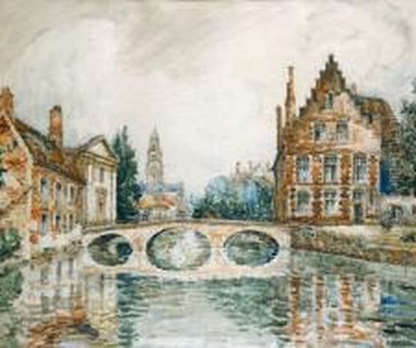 Canal A Bruges. Oil Painting by Frank Will