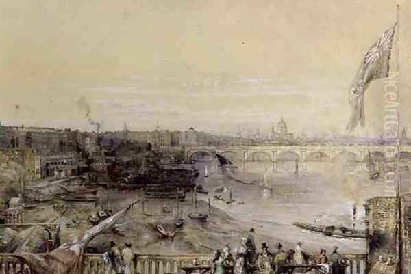 The Thames from Hungerford Market, 1836 Oil Painting by Louis Desire Thienon