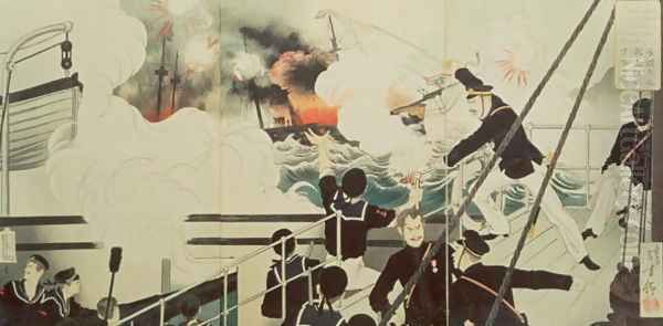 The Terrible War of General Sakamoto, 1894 Oil Painting by Toshiyoshi