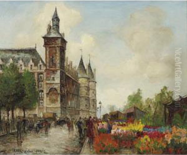 La Conciergerie Et Le Marche Aux Fleurs Oil Painting by Frank Will