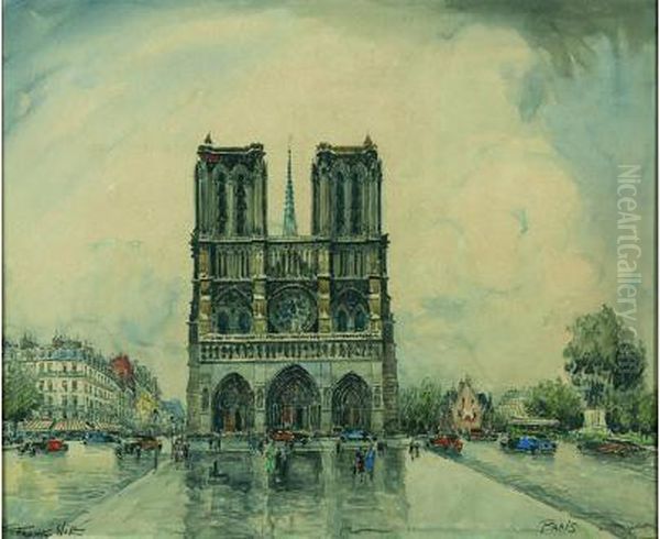 Notre Dame De Paris Oil Painting by Frank Will