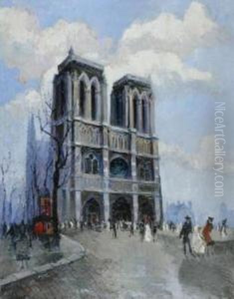 La Place Notre Dame, Paris Oil Painting by Frank Will