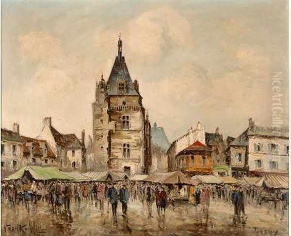 La Place Du Marche De Dreux Oil Painting by Frank Will