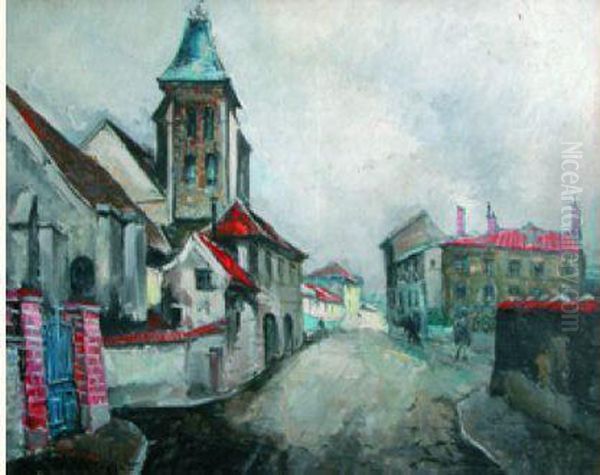  Promeneurs Dans La Rue De L'eglise  Oil Painting by Frank Will