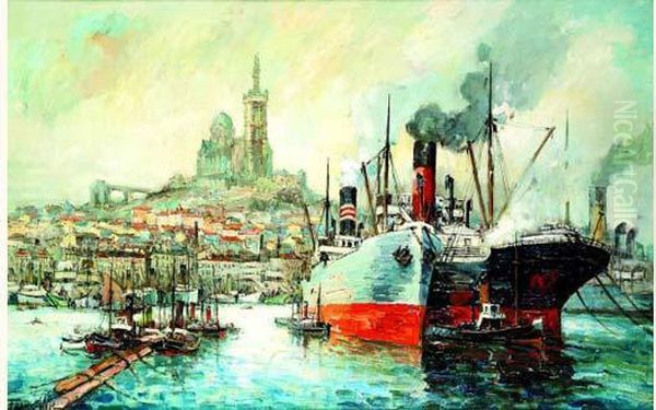 Bateaux A Quai Oil Painting by Frank Will