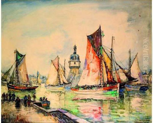 Bateaux Dans Le Port De Concarneau Oil Painting by Frank Will