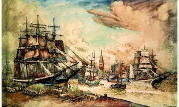 Le Port De Dunkerque Oil Painting by Frank Will