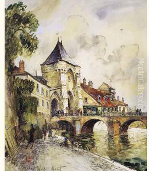 La Porte De Bourgogne A Moret. Oil Painting by Frank Will