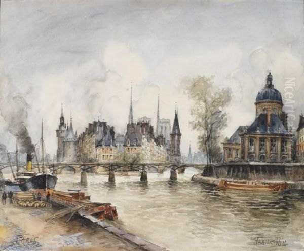 Les Quais De Seine Et L'institut A Paris Oil Painting by Frank Will