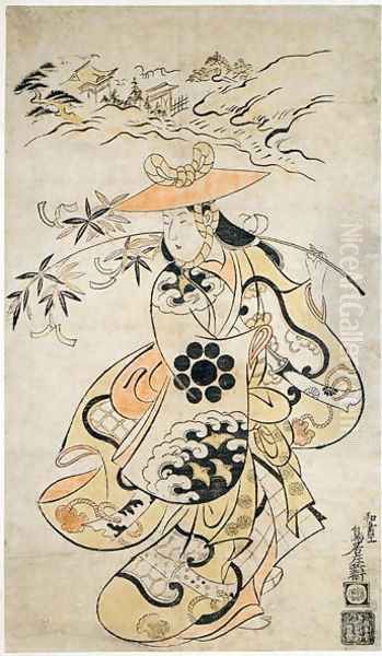 Sawamura Kodenji as Tsuyu-no-Mae, 1698 Oil Painting by Kiyonobu I Torii