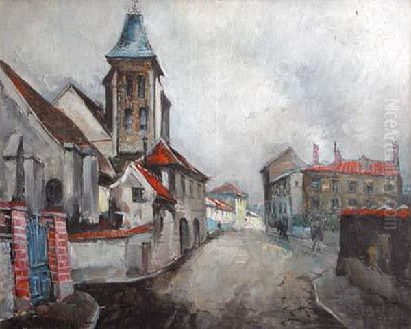 Rue De Village Avec Eglise Oil Painting by Frank Will