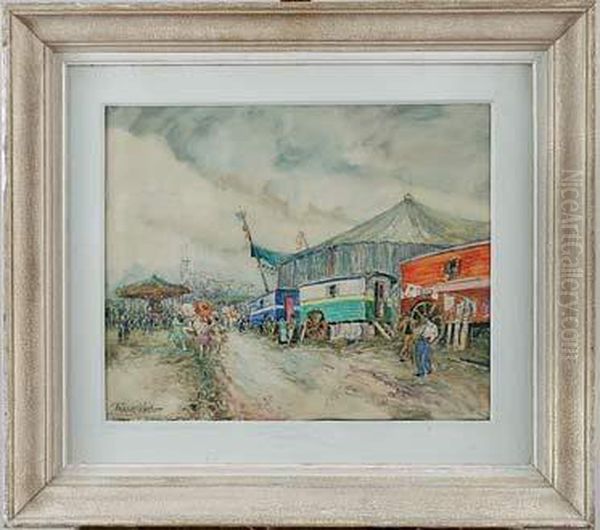 cirque Dans Une Fete Foraine Oil Painting by Frank Will