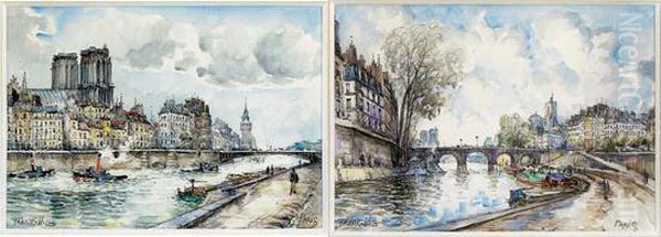 Quais De Seine Oil Painting by Frank Will