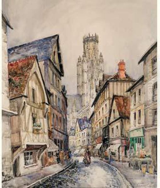 Vieille Rue A Rouen Oil Painting by Frank Will