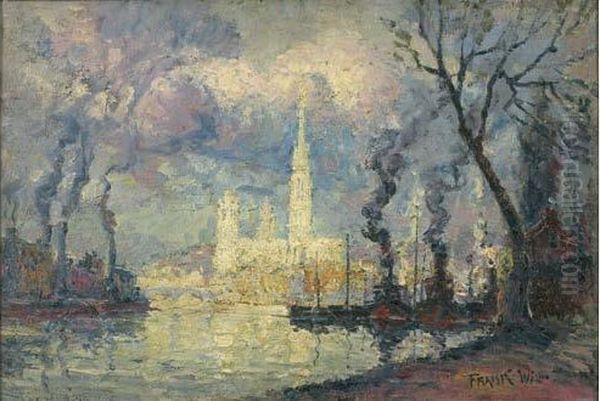 Rouen, Chalands Sur La Seine Oil Painting by Frank Will