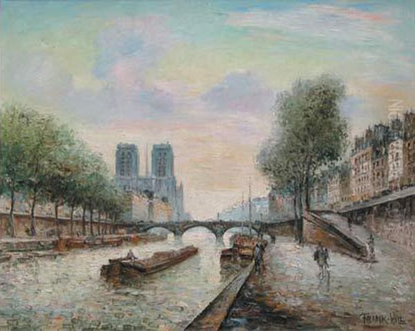 La Seine A L'ile De La Cite, A Paris Oil Painting by Frank Will