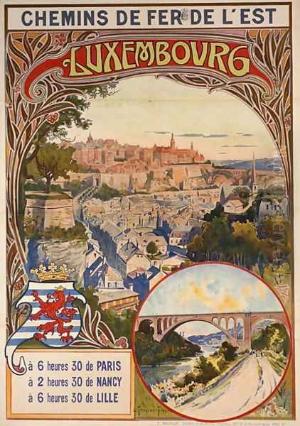 Poster advertising Luxembourg, c.1900 Oil Painting by pseudonym of Trinquier, Louis Trinquier-Trianon