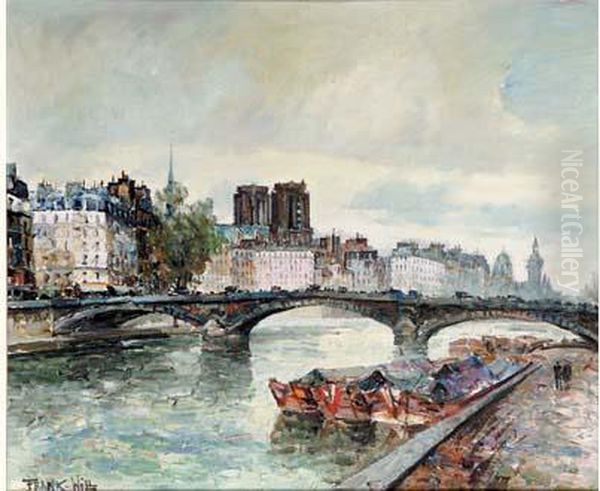 Paris, Les Quais, Vue De Notre Dame Oil Painting by Frank Will