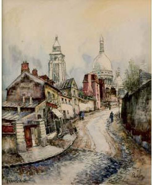 Rue De L'abrevoir A Montmartre Oil Painting by Frank Will