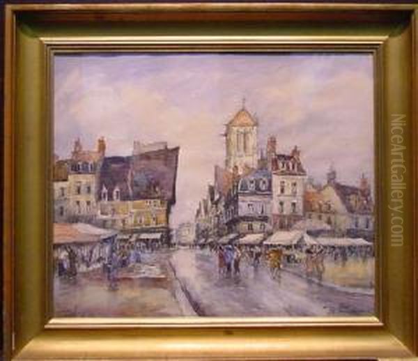 Outdoor Market, Pont Audemer Oil Painting by Frank Will