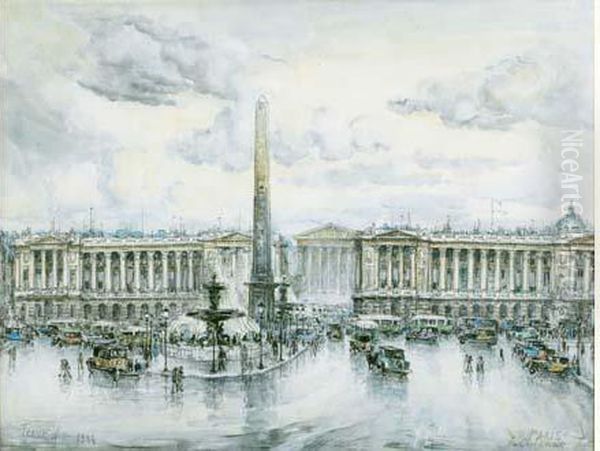 La Place De La Concorde A Paris Oil Painting by Frank Will