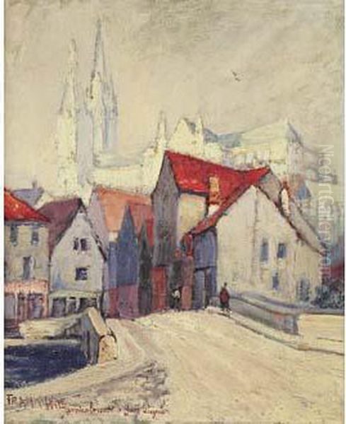 Chartres, Effet De Neige. Oil Painting by Frank Will