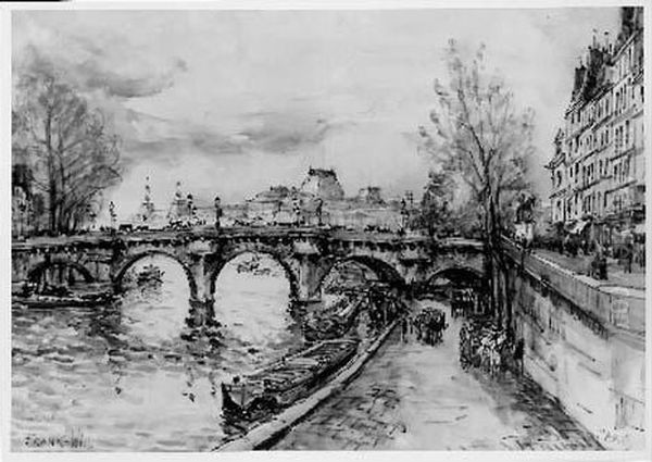 Paris, La Seine Au Pont-neuf by Frank Will