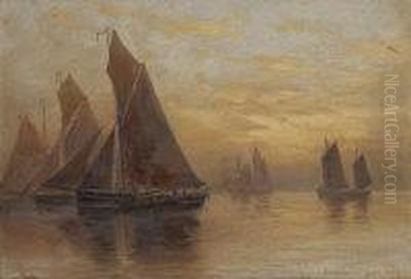 Dublin Bay Trawlers Oil Painting by Alexander Williams