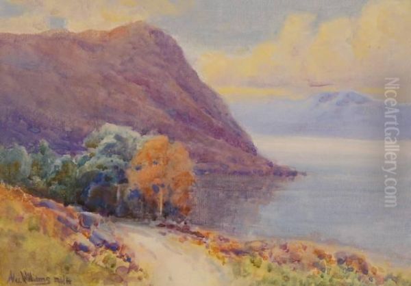 Mountain Lake Scenes Oil Painting by Alexander Williams