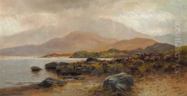 Coastal Landscape With Heather And Rocks Oil Painting by Alexander Williams