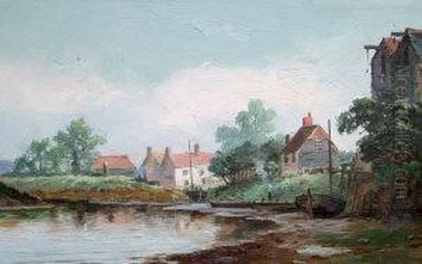 On The River Ouse At Lewes, Sussex Oil Painting by Alexander Williams