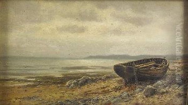 Boat In A Coastal Landscape Oil Painting by Alexander Williams