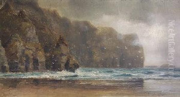 Chimney Rocks And Minann Cliffs From Keel Strand Oil Painting by Alexander Williams