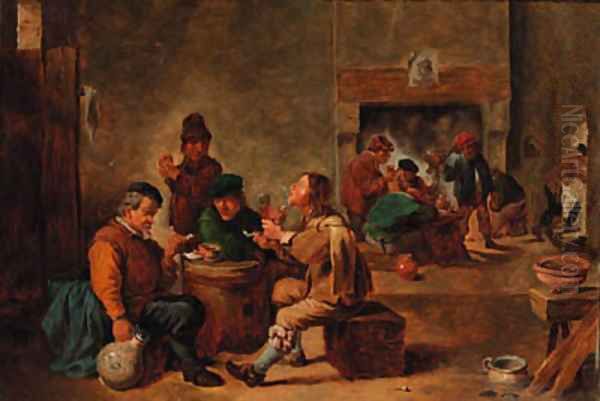 Peasants in a tavern interior Oil Painting by David Teniers