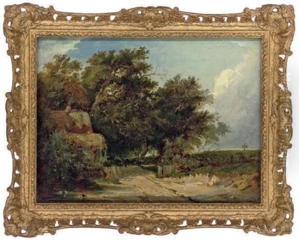 A Cottage By A Wooded Track Oil Painting by Edward Charles Williams