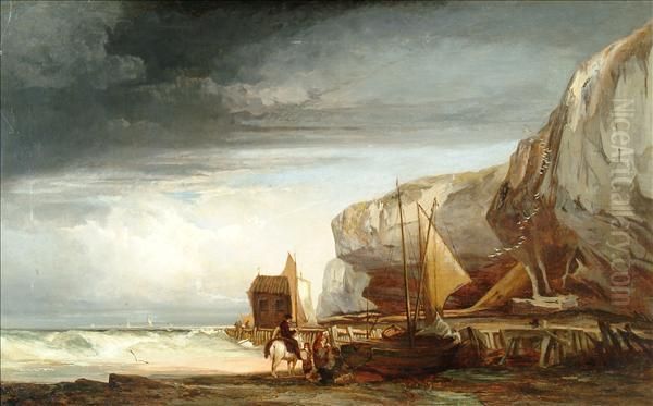 Figures Ona Beach Oil Painting by Edward Charles Williams