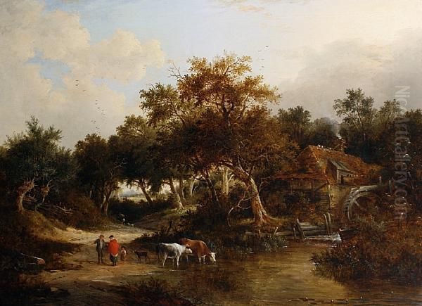 Landscape With Watermill Oil Painting by Edward Charles Williams