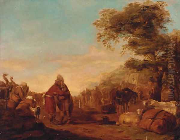 Figures In An Encampment Oil Painting by David The Elder Teniers