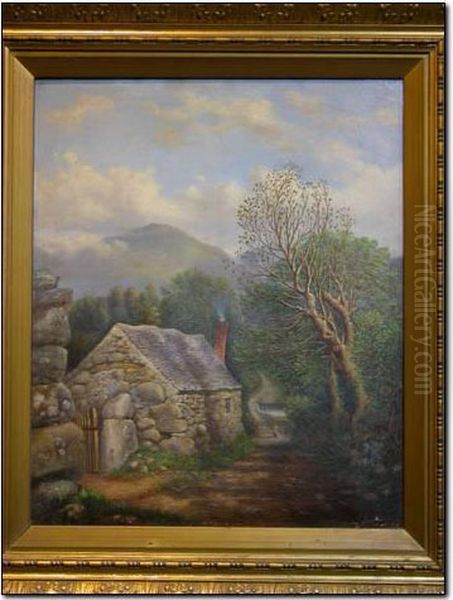 Snowdonia Landscape With Cottage Oil Painting by Edward Charles Williams