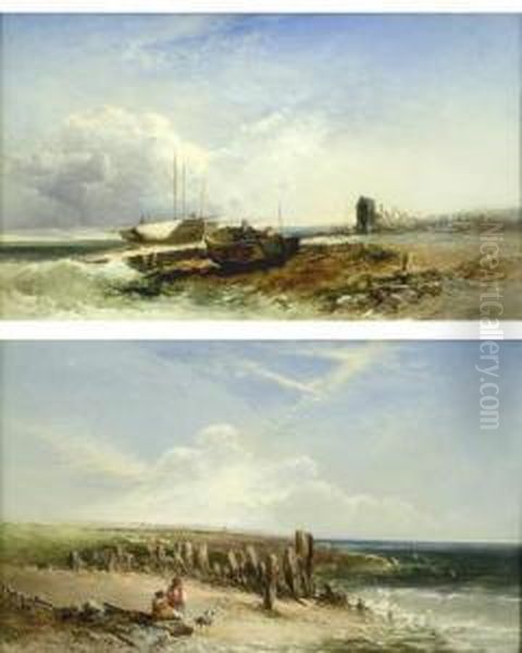 Beach Scenes, Hastings Oil Painting by Edward Charles Williams