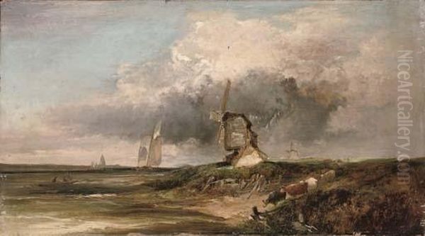 Old Mills On The Thames Oil Painting by Edward Charles Williams