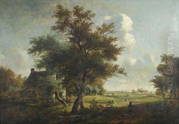 Landscape With Farm. Oil Painting by Edward Charles Williams