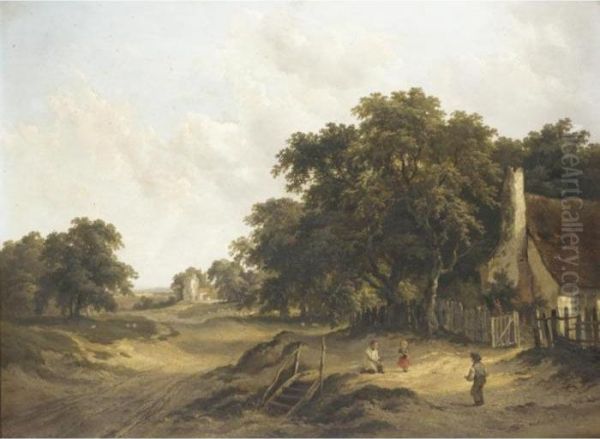 Children Playing Oil Painting by Edward Charles Williams