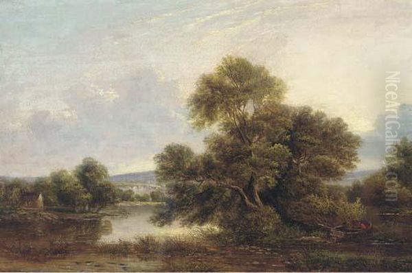 A Tranquil Backwater Oil Painting by Edward Charles Williams