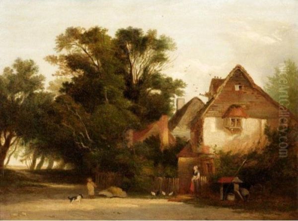 The Village Farm Oil Painting by Edward Charles Williams