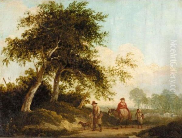 The Farmers Rest; Outside The Cottage; The Gypsy Family Oil Painting by Edward Charles Williams