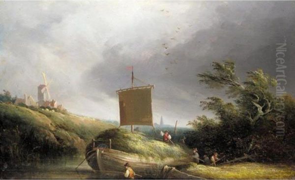 The Hay Barge Oil Painting by Edward Charles Williams