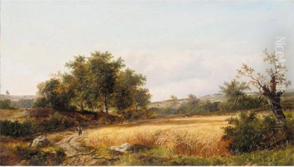 A Golden Harvest Oil Painting by Edward Charles Williams