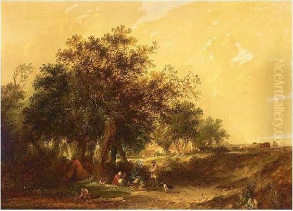 Camp Site Oil Painting by Edward Charles Williams