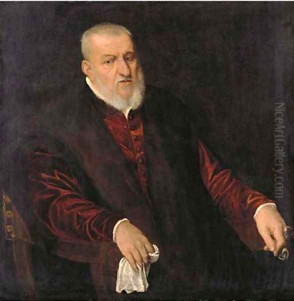 Portrait of a bearded gentleman Oil Painting by Jacopo Tintoretto (Robusti)